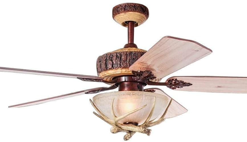 Morpholife Antler Rustic Ceiling Fan with Lights and Remote, Modern Chandelier Fan Light, Indoor Cabin Electrical Fan with 5 Wood Blades for Hunting, Farmhouse, Bedroom, Living Room (52", Red Bronze) - Image 1