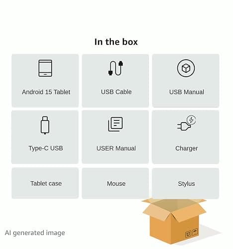 Android 15 Tablet, 12GB+64GB+1TB Expand, 10 Tablet Productivity Bundle with Keyboard Case, Stylus Pen, Octa-core CPU, Dual Camera, WiFi6, 6000mAh Battery+18W Fast Charge, Support Face Unlock (Black) thumbnail 7