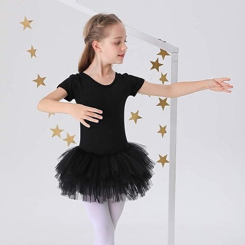 Bezioner Girls Cotton Ballet Dance Dress Cute Tutu Skirted Leotard Short Sleeve thumbnail 6
