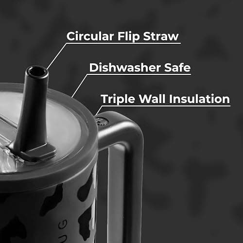 HydroJug Traveler - 32 oz Water Bottle with Handle & Flip Straw - Fits in Cup Holder, Leak Resistant Tumbler-Reusable Insulated Stainless Steel & Rubber Base - Gifts for Women & Men, Black Leopard thumbnail 4