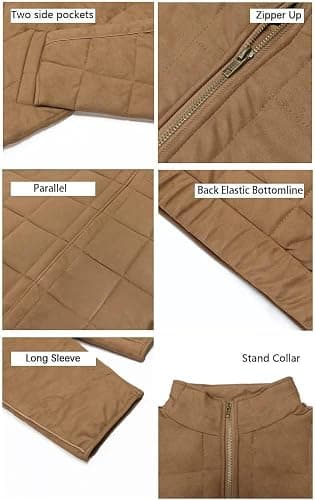 SAUKOLE Womens Winter Dolman Long Sleeve Full-Zip Quilted Jacket Coat Warm Outerwear thumbnail 4