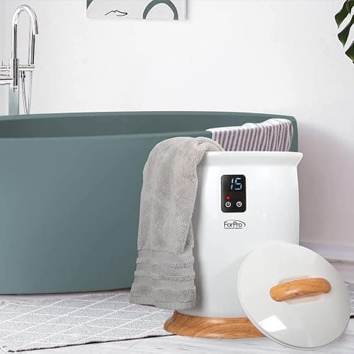 ForPro Professional Collection Luxury Towel Warmer, Extra Large Bucket-Style Hot Towel Warmer with Auto Shut Off, 4 Timer Settings for Home and Bathroom, White thumbnail 6