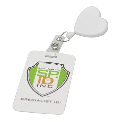 Specialist ID Heart Shaped Retractable Badge Reel with Rotating Swivel Spring Clip - Cute Heavy Duty Name Tag Reels for Nurses, Pediatrics, Teachers, EKG and More (White) thumbnail 4