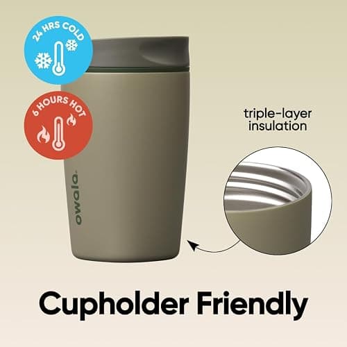 Owala SmoothSip Slider Insulated Stainless Steel Coffee Tumbler, Reusable Iced Coffee Cup, Hot Coffee Travel Mug, BPA Free 12 oz, Off Road thumbnail 3
