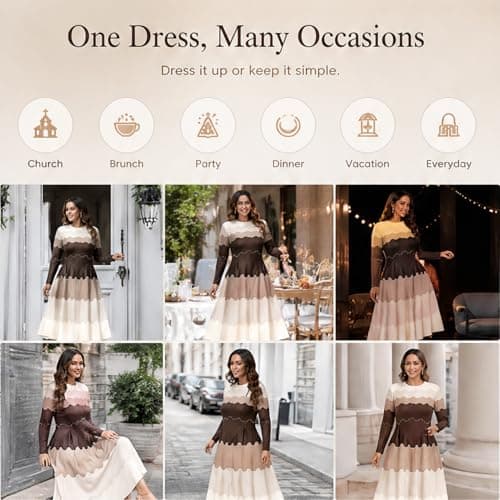 Bounce Dresses for Women Church Brown Pearl Midi thumbnail 5