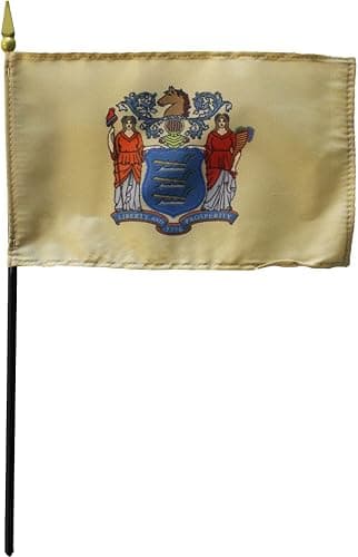 New Jersey - 4 in x 6 in State Stick Flag - Image 1