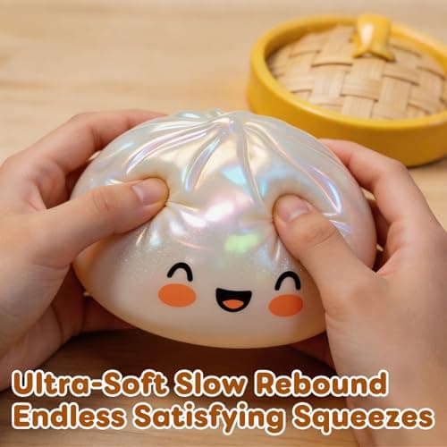 4Pcs Giant Dumpling Squishy, Dumpling Squeeze Toy,Giant Dumplings Glitter Box, Colorful Sensory Toys Stress Relief Ball, Squishy Toy with Steamer Box, Soft Squeeze Decompression Dough thumbnail 6