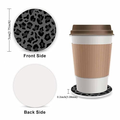 Black Leopard Print Cheetah Elastic Steering Wheel Cover for Women,Universal Auto Steering Wheel 14-15 Inch Car Interior Accessories with 2PCS Car Coasters,Suitable for Men and Women thumbnail 2