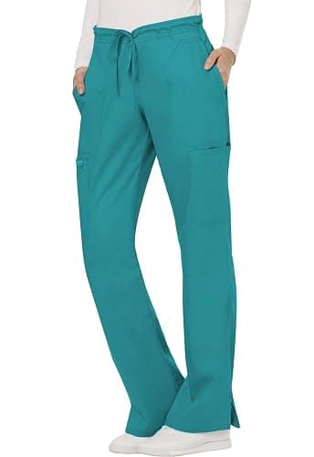 Cherokee Women Scrubs Pant Workwear Revolution Mid Rise Moderate Flare Drawstring WW120 thumbnail 8