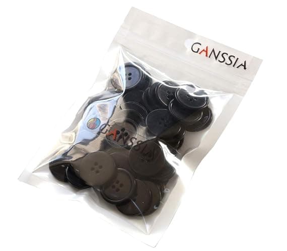 GANSSIA 1 Inch (25mm) Black Resin Buttons Sewing Flatback Button for Garment DIY Craft Decoration Pack of 50PCS thumbnail 7