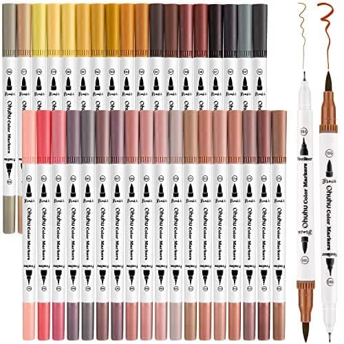 Ohuhu Skin Tone Markers 36 Colors: Dual Tip Brush and Fineliner Markers for Adult Coloring Water Based Art Skintone Marker Pens Set for Portrait Drawing Lettering Writing Calligraphy Journaling - Maui thumbnail 10