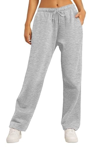 AUTOMET Women's Wide Leg Sweatpants Fleece Lined Baggy Straight Leg Lounge Pants Fall Outfits Athletic Joggers with Pockets - Image 1