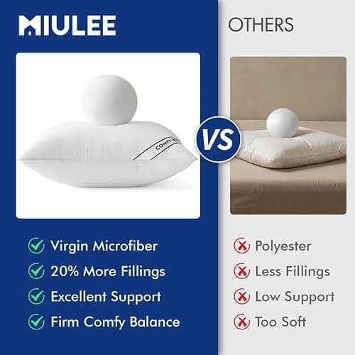 MIULEE 18x18 Pillows Inserts Pack of 4, Down Alternative Virgin Filling | Decorative Pillow Insert, Comfy Support Throw Pillows for Sofa Couch Bed thumbnail 6