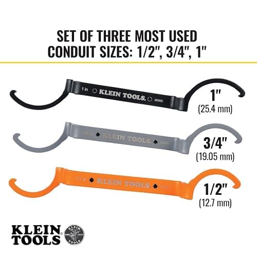 KLEIN TOOLS 50900R Conduit Lockout Wrench Set, Tighten and Loosen Locknuts in Tight Spaces, 1/2, 3/4 and 1-Inch, Offset Bends, 3-Piece thumbnail 5