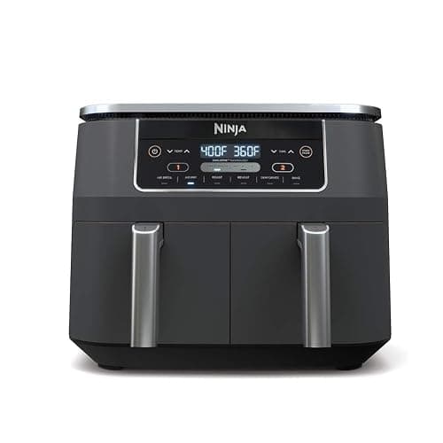 Ninja DZ201 Foodi 8 Quart 6-in-1 DualZone 2-Basket Air Fryer with 2 Independent Frying Baskets, Match Cook & Smart Finish to Roast, Broil, Dehydrate & More for Quick, Easy Meals, Grey - 8-QT - Image 1