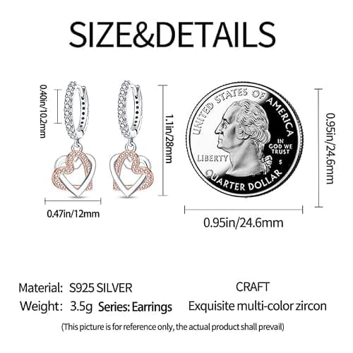 TINSLO 925 Sterling Silver Women Earrings, Sparkling Star and Moon Earrings, Various Hypoallergenic Earrings, Best Gift for Women thumbnail 6