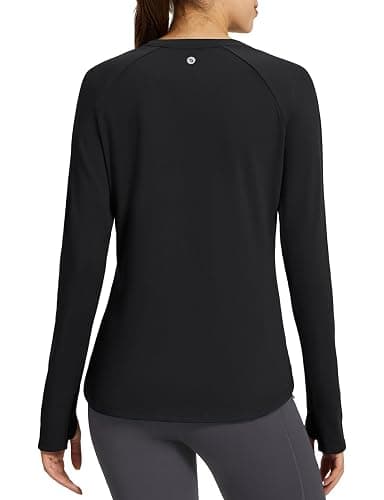 baleaf Women's Thermal Tops Fleece Lined Shirts Long Sleeve Cold Weather Running Gear Workout Zipper Pocket Thumbholes thumbnail 2