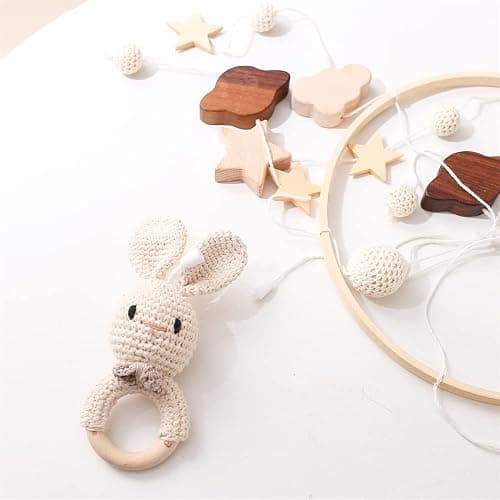 SWECOMZE Baby Mobile, Crib Mobile for Boys & Girls, 3D Clouds Rabbit Animals, Wind Chimes, Kids Room, Baby Girl Nursery Decor (B) thumbnail 6