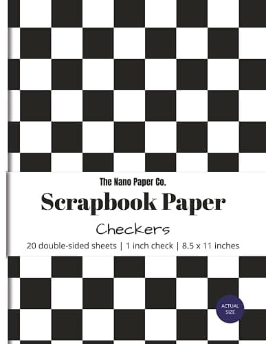 Checkers Scrapbook Paper: 20 double-sided sheets | 1 inch check | 8.5 x 11 inches - Image 1