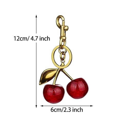 FASTFAIRY Keychain Cherry Bag Charms Purse: Key Chains Women Cute - Car keyrings leather handbags - Valentines Day Gifts thumbnail 3