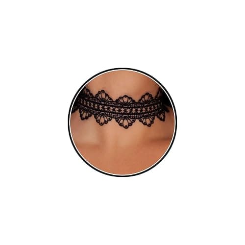 White Lace Adjustable Choker Necklace for Women,Charming Statement Hollow Ribbon Collarbone Necklace Striking Gothic Knot Prom Jewelry Gifts - Image 1