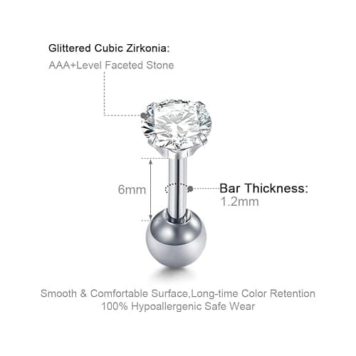 Mayhoop 16g Cartilage Earrings - Men Women Surgical Stainless Steel Tragus Piercing Jewelry Stud Hoop Forward Helix Rook Daith Conch Earrings thumbnail 4