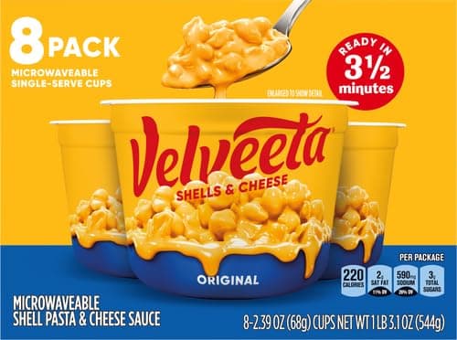 Velveeta Shells and Cheese Mac and Cheese, for Easy Snacks or Dinner Sides, Original Flavor, 2.39 oz, 8 Cups (Pack of 2) thumbnail 4