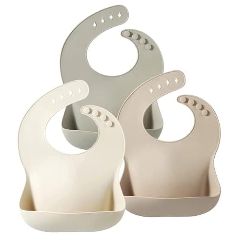 PandaEar Silicone Baby Bib for Girls Boys| Adjustable Waterproof Silicone Bibs for Babies & Toddlers with Large Pocket Food Catcher, BPA Free Soft Durable - Image 1