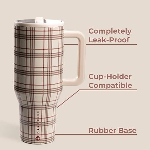 HydroJug Traveler - 32 oz Water Bottle with Handle & Flip Straw - Fits in Cup Holder, Leak Resistant Tumbler-Reusable Insulated Stainless Steel & Rubber Base - Gifts for Women & Men, Blair thumbnail 3