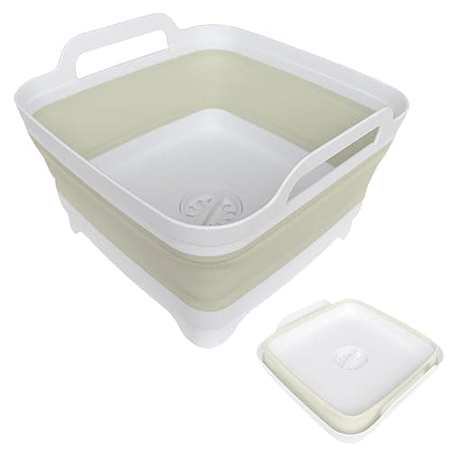 GIMWA Collapsible Wash Basin for Baby Bottles - 2.4 Gallons Portable Wash Bin for RV Camping Sink, Space-Saving Dish Tub (Green) thumbnail 7