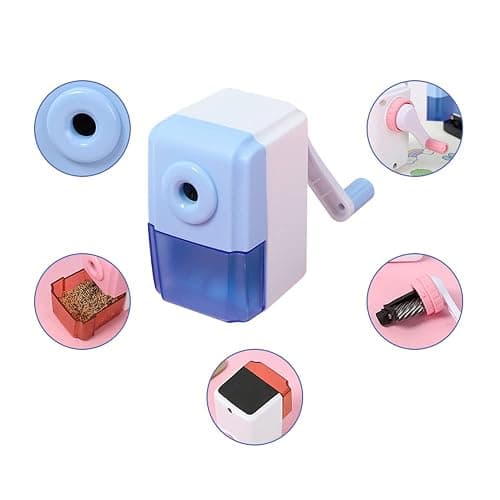 QIRUIRED Pencil Sharpeners Manual Sharpener Desktop Colored Pencil Sharpener Handheld Children Kids Gift School Stationery Office Students Supplies (Blue) thumbnail 3