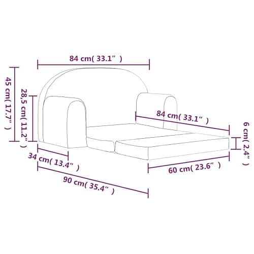Générique Canapé-lit pour Enfants 2 Places crème Peluche Douce,Meubles,Mobilier pour bébés & Tout-Petits,Crème,2.75 KG,357025 thumbnail 2