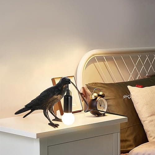 Shandaglo Crow Lamp Raven Table Lamp with Bulb, Crow Light - Gothic Halloween Decor for Bedside Bedroom Living Room Decor thumbnail 8