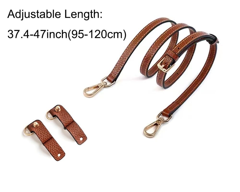 Leather Handbag Crossbody Shoulder Strap Adjustable Compatible with Longchamp Mini Pouch，95-124cm Adjustable Length，No Holes Needed（Brown） thumbnail 2