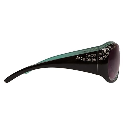 Piranha Aubrey Large Oval Black & Turquoise Women's Sunglasses w/Rhinestone thumbnail 3