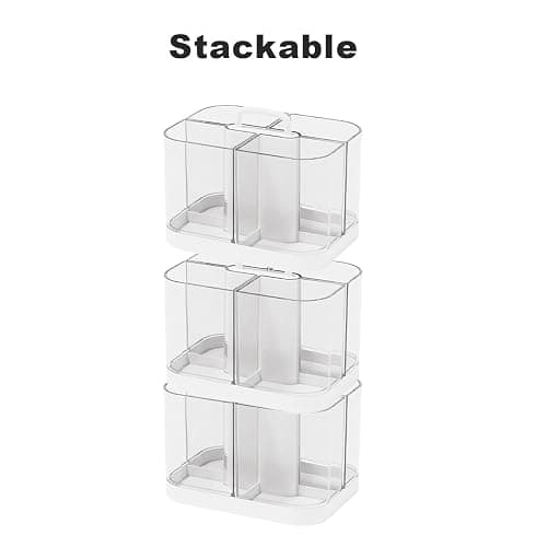 MEAJOIN Small Plastic Portable Caddy with Handle, Stackable Pen Holder 4 Compartments, Clear Pencil Organizer for Art Supplies, Crafts, Colored Pencils, Stationery, Markers thumbnail 6