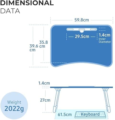Laptoptisch, Betttablett, Laptop Betttisch Klappbar Tragbar, Lesetisch, Frühstücksbrett, NotebookTisch, Getränkehalter, Büchertablett, für Wohnzimmer Büro und Unterwegs Sofa Boden|60 x 40 cm, Schwarz thumbnail 2