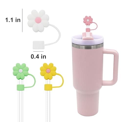 4Pcs 0.4in Diameter Cute Silicone Straw Covers Cap for Stanley Cup, Dust-Proof Drinking Straw Reusable Straw Tips Lids thumbnail 5