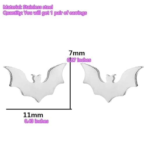 Mini Flying Bat Stud Earrings for women Stainless Steel Small Flying Animals Post Stud Earrings thumbnail 5