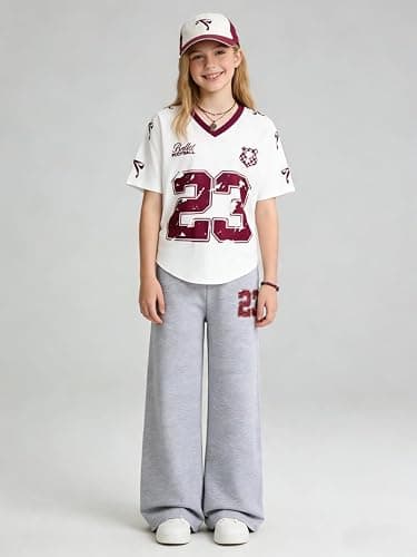 Azmxynol Tween Girls Clothes Short Sleeve Graphic T-Shirt Top + Sweatpant 2 Piece Outfit Set, Size 7-15Years thumbnail 2