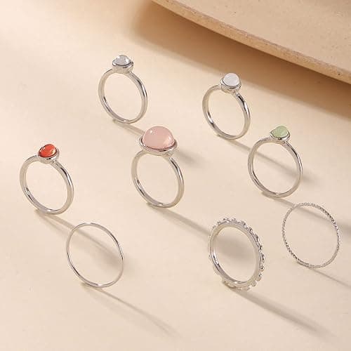 ItsStarred 7-19pcs Silver Star Moon Knuckle Ring Set for Women Vintage Stackable Midi Finger Rings Set thumbnail 4