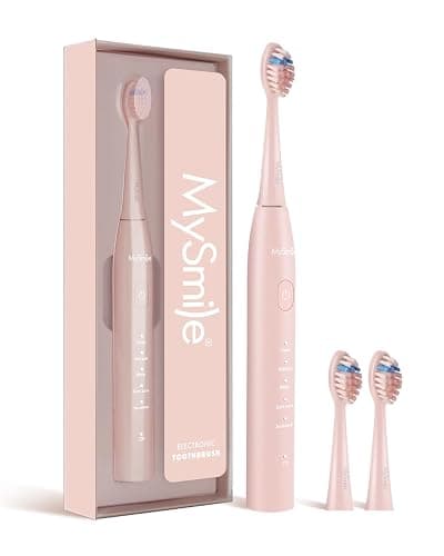 MySmile DY156 Electric Toothbrush for Adults, Rechargeable Sonic Battery Toothbrush Portable with 3 Brush Heads, 2 Mins 5 Modes Smart Timer, 45000VPM, One Charge for 60 Days - Pink - Image 1