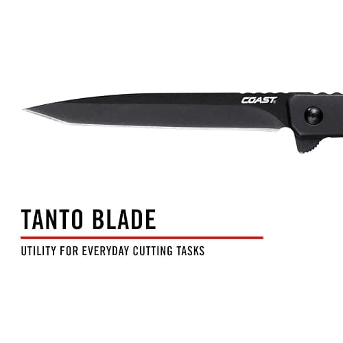 COAST Founder's Collection LX520 ORIGIN, TANTO Blade, Gentleman's EDC Folding Pocketknife, Flip Tab, Frame Lock, Pocket Clip, Stainless-Steel, Black Blade & Handle thumbnail 5
