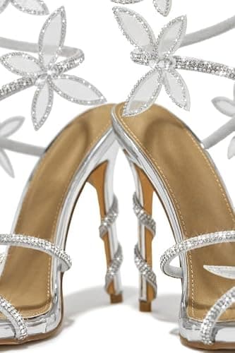 sexytag Diamante Heels Butterfly Wrap Around Strap Fantasy Rhinestone Sparkly Stiletto Heel Sandals thumbnail 6