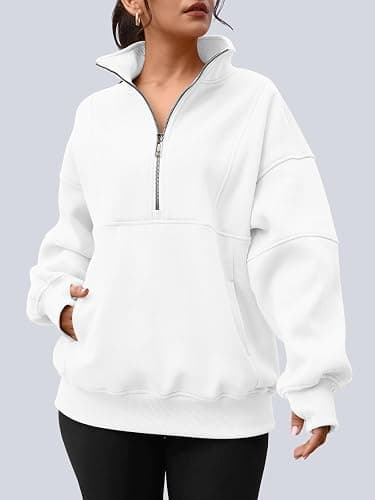 AUTOMET Womens Quarter Zip Oversized Sweatshirts Teen Fleece Pullover Hoodies 2025 Mock Neck Sweater Fall Workout Jacket thumbnail 4