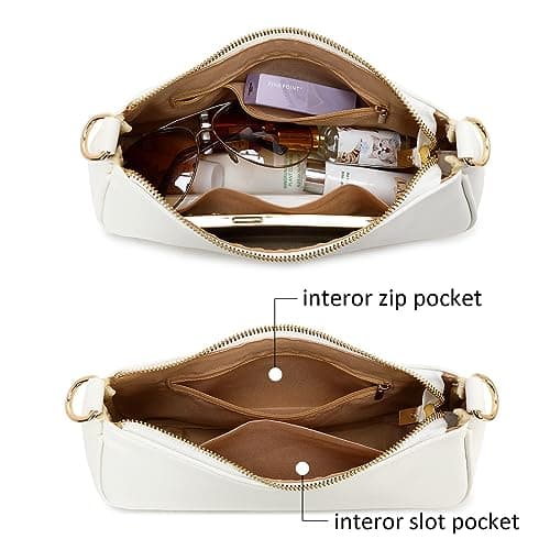 Y2K Shoulder Bag for Women PU Leather Handbag Classic Clutch Small 90s Purse (White) thumbnail 4