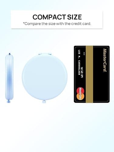 Getinbulk Compact Mirror for Purse, Double-Sided 1X/2X Magnifying Metal Pocket Makeup Mirrors(Round, Light Blue) thumbnail 2