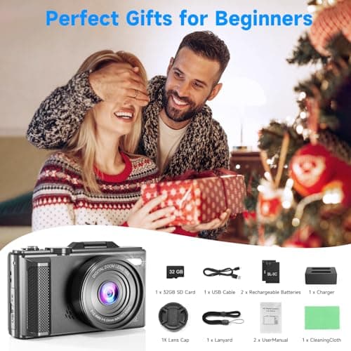 5K Vlogging Digital Camera for Beginners,80MP Travel Camera for Photography with 32GB Card,18X Zoom Portable Compact Camera with 180° Flip Screen,Waterproof Point and Shoot Camera for Teen,Ideal Gift thumbnail 9