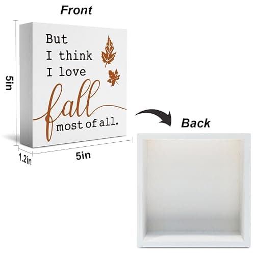 Fall Decor for Bedroom, Fall Decorations For Home Office, Autumn Sign, Fall Decorations, Fall Thanksgiving decorations, But I Think I Love Fall Most Of All Sign, Fall Desk Shelf Decor 5 X 5 Inch thumbnail 3