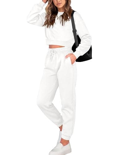 BTFBM Women 2 Piece Outfits Long Sleeve Crop Top Pullover Drawstring Pant Jogger Set Casual Sweatsuits Tracksuit Pockets - Image 1